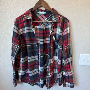 Men's Plaid Flannel Shirt - Red, Green, and Blue
